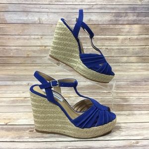 STEVE MADDEN 7 Straw Wedge Sandal BlueSuede Radley